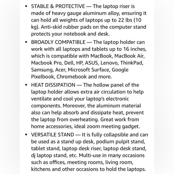 Collapsible Adjustable Silver Laptop Stand - Ergonomic - NWOT - Picture 10 of 13